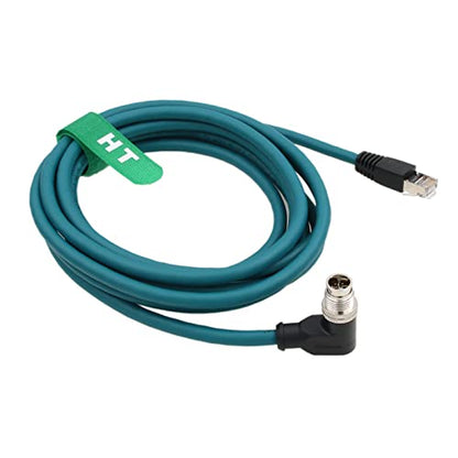 Ethernet Cable for PLC Router Network Cognex Basler Baumer Sick Keyence Datalogic Microscan Vision Camera Sensor Reader, M12 8 Pin X-Code Right Angle 90-Degree to RJ45 (20m) - size: 25 meter