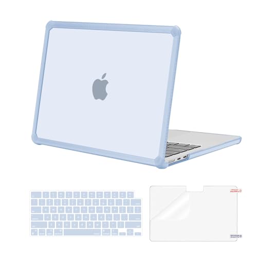 MOSISO Compatible with MacBook Air 13 inch Case M5 2026 M4 M3 M2 2025-2022 | A3449 A3240 A3113 A2681, 3 in 1 Kit Crack-Resistant Heavy Duty Protective Hard Shell Case Cover with TPU Bumper, Baby Blue - color: Baby Blue