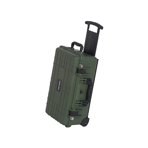 MEIJIA All Weather Rolling Waterproof Protective Case, Hard Camera Case,Dry Case with Retractable Pull Handle and Wheels,Foam Inserted,22 x13.81x9inches (Green) - color: Green