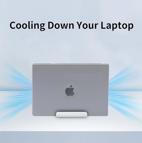 Aluminum Vertical Laptop Stand Holder for Desk Compatible with MacBook Pro, MacBook Air, Dell, HP, Lenovo, Up to 17.3 inches, Silver - color: Silver