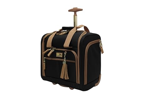 steve madden Designer 15 Inch Carry on Suitcase- Small Weekender Overnight Business Travel Luggage- Lightweight 2- Rolling Spinner Wheels Under Seat Bag for Women (Harlo Black) - color: Harlo Black
