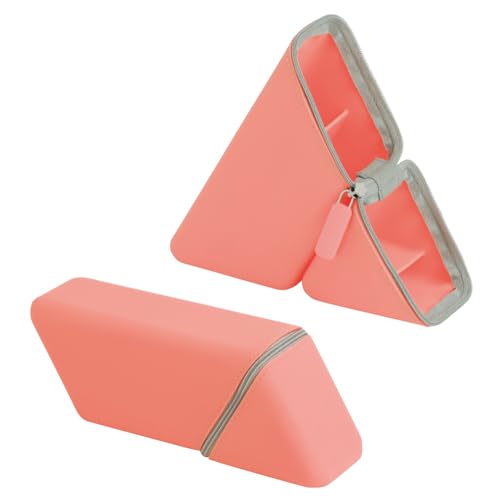 Portable Silicone Pen Holder Case with 60° Dividers, Triangle Stand Design, Organizer for Pencils Pens Markers, School Office Travel Desk Accessory(Watermelon red) - color: watermelon red