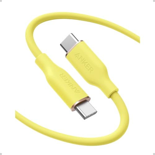 Anker USB C Cable, 240W Type C Fast Charging Cord (1-Pack, 6 ft, Yellow) | USB 2.0 for iPhone 17 / 16 / 15 Series, MacBook Pro 2020, and More - color: Yellow, size: 6FT