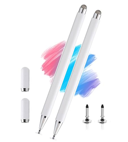 2-in-1 Stylus Pen for Samsung Galaxy Tab A11/A11+/A9/A9+/7 Lite/A7/A8/A8 Plus Stylus for iPad/iPhone/Fire/Lenovo/Pixel Tables All Android,&iOS Touch Devices (2*Stylus-White) - color: 2*Stylus-White