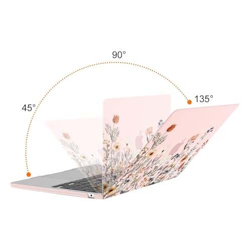 MOSISO Compatible with MacBook Air 13 inch Case M5 2026 M4 2025 M3 M2 2024-2022 A3449 A3240 A3113 A2681, Plastic Garden Flowers Hard Shell&Keyboard Cover&Screen Film for MacBook Air 13.6, Pink - color: Pink