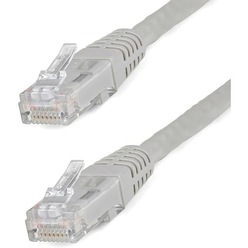 StarTech 2ft CAT6 Ethernet Cable - Gray CAT 6 Gigabit Ethernet Wire -250Mhz 100W PoE++ RJ45 UTP Molded Category 6 Network Patch Cord (C6PATCH2GR) | 250MHz bandwidth, Gold-plated RJ45, Patch Cable, Ethernet Cord, UTP Molded, Network, 10Gbps speeds, 24AWG c