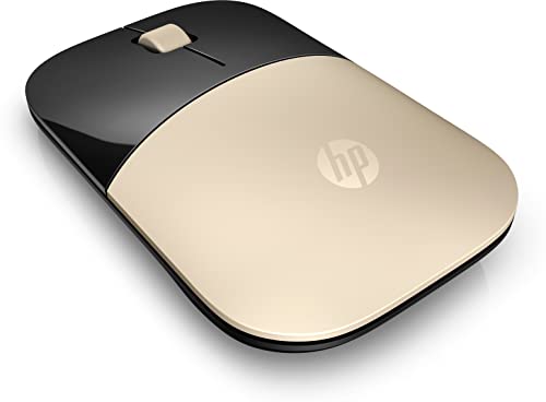HP Z3700 Gold 2.4 GHz USB Slim Wireless Mouse with Blue LED 1200 DPI Optical Sensor, Up to 16 Months Battery Life - color: Gold