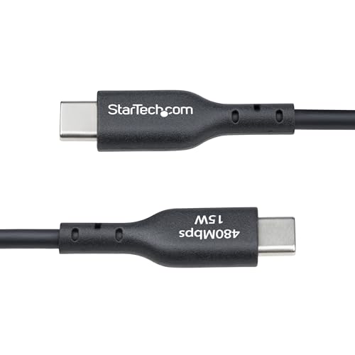 StarTech 3ft/91cm USB-A to USB-C Charging Cable, 3A, Black (USB2AC3FBKE) | USB 2.0 480Mbps, TPE jacket, Male to Male, Aluminum braided shield, 15W, Charge and Sync - color: Black, size: 3 ft, style: 1-Pack