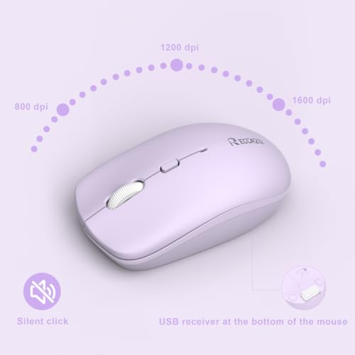 Wireless Keyboard and Mouse Combo, Full-Sized Wireless Keyboard and Adjustable DPI Mouse, 2.4GHz USB Receiver, Keyboard and Mouse for PC, Windows, Desktop, Laptop (Lilac) - color: Light Purple