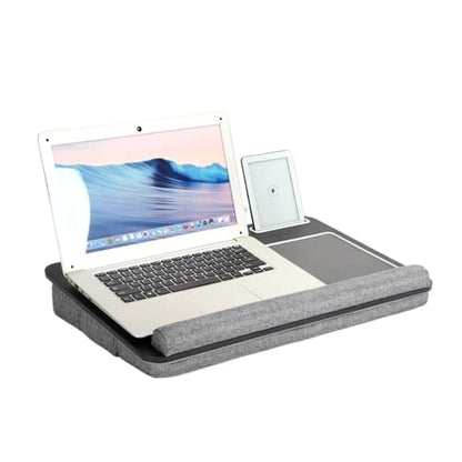 Portable Lap Laptop Desk with Pillow Cushion Laptop Lap Table with Mouse Pad and Phone Holder Fits Up to 17.3 Inches Laptop(Wood) - color: Wood