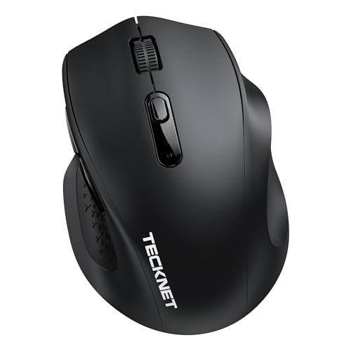 TECKNET Wireless Mouse for Laptop, Dual-Mode Bluetooth Wireless Mouse | (BT5.2/3.0 & 2.4G) Connection, Ergonomic Design, 5-Level DPI, Silent Click, Compatible with Laptop/PC/Windows/Chromebook - color: Black