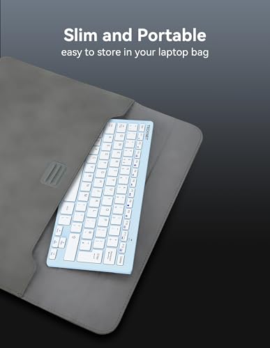 TECKNET 2.4G Wireless Keyboard - Mini Compact Keyboard with Media Hotkeys, 12-Month Battery Life, Compatible with PC, Desktop, Laptop, Smart TV(Blue) - color: Blue