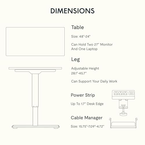 FLEXISPOT EN2 48"x24" Whole-Piece Standing Desk with Power Strip | Whole-Piece Desktop, Easy-Access Clamp Power Strip, Organized Cable Management, Modern Home Office Setup, Gray Wood Grain - color: Gray Wood Grain + White Frame, size: 48x24"