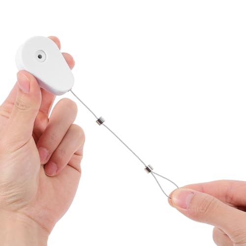 Generic 4pcs Retractable Cable Lock: Anti-Theft Security Tether - Telescopic Wire Laptop Lock Box for Access Control Garage & Warehouse Protection - color: White