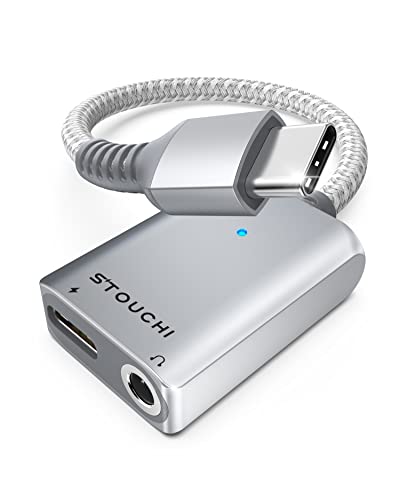 Stouchi USB C to 3.5mm Headphone and Charger Adapter, 2 in 1 USB-C to Aux Audio Jack with 30W Safe Fast Charging Hi-res DAC for iPhone 17/16 /15, Pixel 9/8 /7/6, iPad,Galaxy S25 S24 S23 Ultra (Silver) - color: Silver