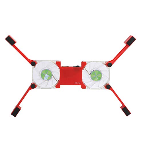 SUNGOOYUE Laptop Cooling Pad, Dual USB Fans LED Light Foldable Stand with Anti Skid Pads for 1217 Inch Notebooks Computer (Red) - color: Red
