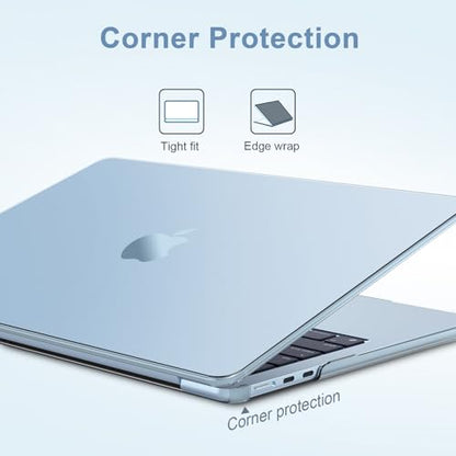G JGOO Compatible with MacBook Air 15 inch Case 2026 2025 2024 2023 M5 A3448 M4 A3241 M3 A3114 M2 A2941, 100% Match Official Color, Plactic Hard Case +Keyboard Cover +Screen Protector, Sky Blue - color: Sky Blue Clear