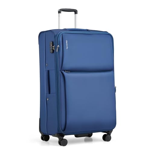 Hanke 28 Inch Luggage Softside Expandable Suitcases with Spinner Wheels, Travel Checked Luggage for Women Men(Blue) - color: Blue, size: 28 Inch Checked in