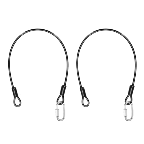PATIKIL Security Cable Lock (3/16" Dia 1.6ft, Black)(2 Set) Vinyl Coated 304 Stainless Steel Double Loop Flexible Wire Rope Safety Cable with Quick Links Locking Connectors - color: Black, size: 1.6ft x 3/16"