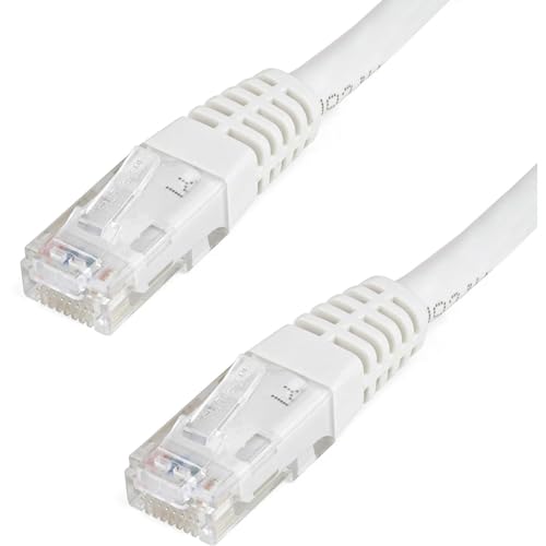 StarTech 6ft CAT6 Ethernet Cable - White CAT 6 Gigabit Ethernet Wire -250Mhz 100W PoE RJ45 UTP Molded Network Patch Cord with Strain Relief (C6PATCH6WH) | 250MHz bandwidth, Gold-plated RJ45, Patch Cable, Ethernet Cord, UTP Molded Network, Strain Relief, 1