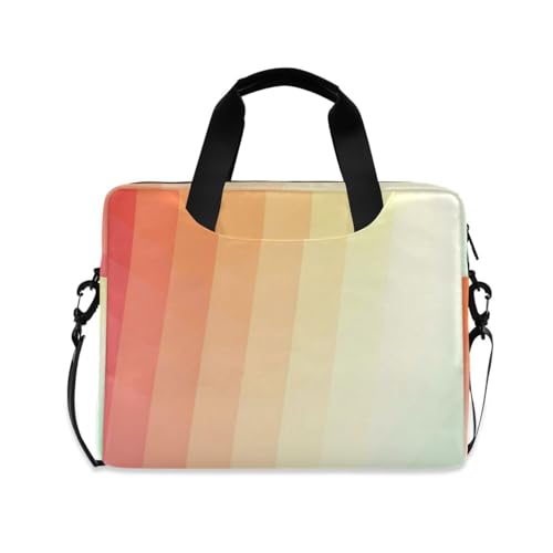 Travel Laptop Sleeve Bag Portable Crossbody Messenger with Handle and Shoulder Strap 15.6 inch Case Hard Cover with Zipper Retro Vintage Stripes Retro