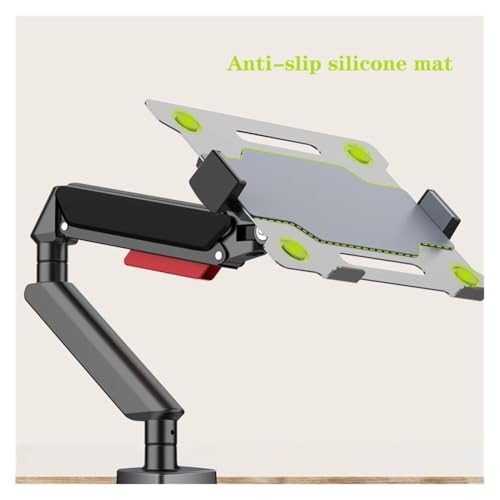 Monitor Stand, Laptop Mount with Adjustable Tray for 10-17”Notebook, Full Motion Gas Spring Mount Arm for 17-32”Monitor (Within 4.4~22.0lbs), C-Clamp and Grommet Base Monitor arm adjustable(White)