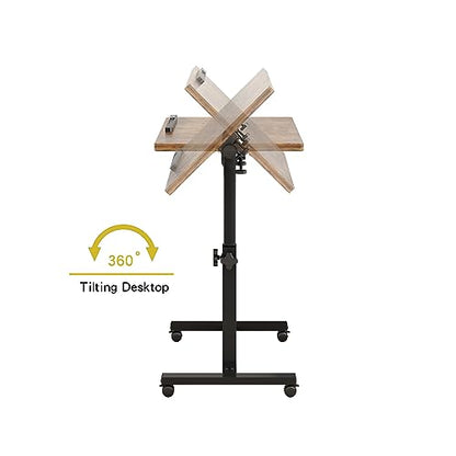 TigerDad Adjustable Overbed Table with Wheels, Rolling Laptop Bed Desk for Home Hospital Use, Height & Tilt Adjustable Mobile Table for Eating, Working, Reading in Bed or Sofa