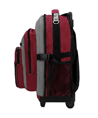 Everest 5045 Deluxe Wheeled Backpack, Burgundy, One Size - color: Burgundy