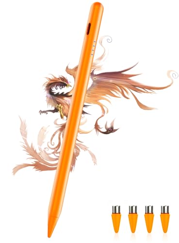 Stylus Pen for Android, A11+/A9+ Pencil Power-Display Android Tablet Pen 4 POM Tip Rechargeable Stylus Pen for iPhone 6-17, Samsung Galaxy Tab A11/A9, Switch Other Smartphone and Tablet Devices-Orange - color: Orange