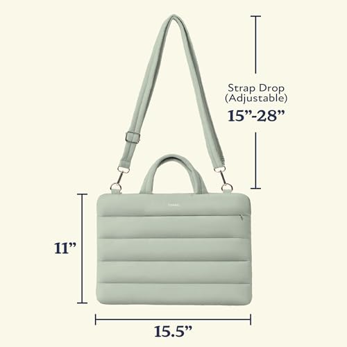 Vandel 15-16 inch Laptop Carrying Case Sleeve w. Strap, Shoulder Bag Handle | Fits Macbook Air 15, Macbook Pro 16 Carrying Case, 16 in Laptop Computer Bag for Women,15.6 in HP, Dell Messenger - color: 3. Sage, size: 15-16 Inch