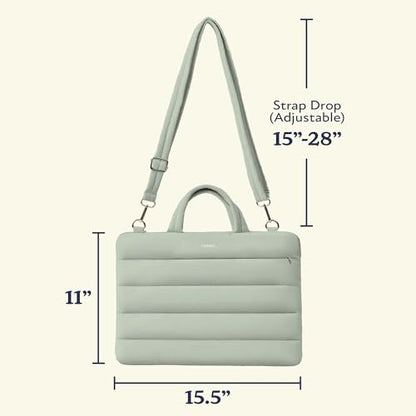 Vandel 15-16 inch Laptop Carrying Case Sleeve w. Strap, Shoulder Bag Handle | Fits Macbook Air 15, Macbook Pro 16 Carrying Case, 16 in Laptop Computer Bag for Women,15.6 in HP, Dell Messenger - color: 3. Sage, size: 15-16 Inch