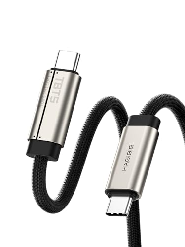 Hagibis TBT5 Cable (Intel Certified), 120Gbps Data Transfer, 240W Fast Charging, 16K@60Hz Display USB-C Cable, for Thunderbolt 5/4/3, USB4, iPhone 17/16/15, MacBook, Laptops (Titanium, 1.6ft)