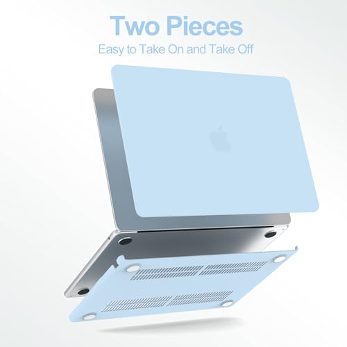 G JGOO Compatible with MacBook Air 15 inch Case 2026 2025 2024 2023 M5 A3448 M4 A3241 M3 A3114 M2 A2941, Plastic Hard Shell for 15 inch MacBook Air Case+Keyboard Cover+Screen Protector, Air Blue - color: Air Blue