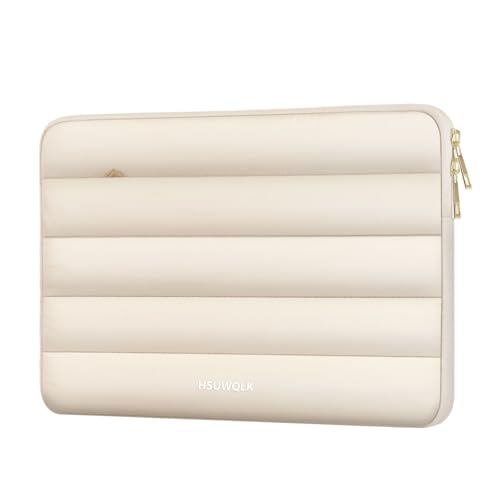 Laptop Case 13.3 inch,13-13.3 inch Puffy Laptop Sleeve Compatible with MacBook Air 13 13.6/Neo 13/Pro 13/Pro 14,HP Dell ASUS Lenovo,Polyester Computer Bag with Horizontal Pocket&Belt, Sand - color: Sand