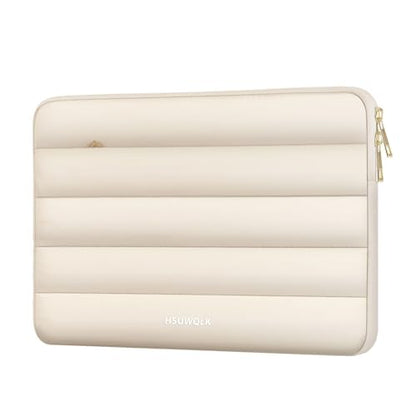 Laptop Case 13.3 inch,13-13.3 inch Puffy Laptop Sleeve Compatible with MacBook Air 13 13.6/Neo 13/Pro 13/Pro 14,HP Dell ASUS Lenovo,Polyester Computer Bag with Horizontal Pocket&Belt, Sand - color: Sand