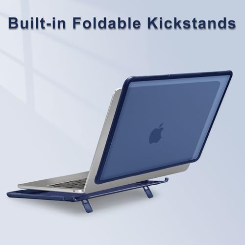 MOSISO Compatible with MacBook Air 13 inch Case M5 M4 M3 M2, Navy Blue | 4 in 1 Kit Anti-Crack Hard Shell with Kickstand for MacBook Air 13.6 inch Case 2026-2022 A3449 A3240 A3113 A2681 - color: Navy Blue