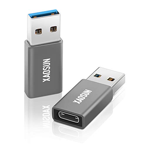XAOSUN [10Gbps] USB C Female to USB Male Adapter (2-Pack), 3.1 USB A to C Adapter, One-Sided SuperSpeed Data Sync & 100W Fast Charging for iPhone 17/16 Plus Pro Max, Laptop, Charger, Quest Link, etc. - color: Gray-2Pack