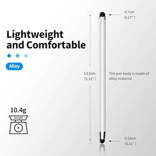 Stylus(5 PCS),Stylus Pen for Touchscreen,High Sensitivity Rubber Tip,White | Universal Stylus,2-in-1 Tip,Touch Screens of iPhone/iPad/Android Tablets and Any capacitive touchscreen - color: 5PCS White