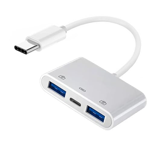Type C USB-C to Dual Type-A USB3.0 Female with PD Power Charge Adapter Compatible with Laptop Tablet Phone - style: USB3.0 3-in-1