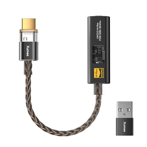 Xumee USB C to 3.5mm Audio Adapter,USB C DAC Dongle with Dual Chip (CX31993 + MAX97220), Hi-Res 32bit/384kHz, DAC AMP Dongle Compatible with iPhone 17/16/15 Series,Galaxy S26/S25/S24,Pixel (Black)