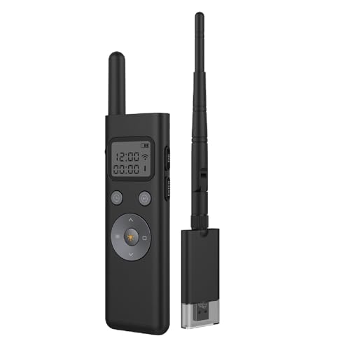 Wireless Presentation Clicker with LCD Display, 300M Long Range Green Presenter Remote, Rechargeable PPT Pointer for Laptop/PC/Mac