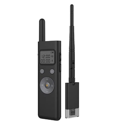 Wireless Presentation Clicker with LCD Display, 300M Long Range Green Presenter Remote, Rechargeable PPT Pointer for Laptop/PC/Mac