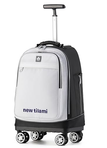 NEW TILAMI 19 Inch Rolling Backpack for School Travel with 4 Spinner Wheels | 360°rotating Universal Wheel, Large Organizer Compartments, Adjustable Handle, Carry on for School Students Business Travel - color: Pure White