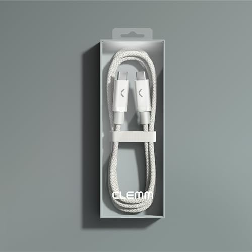 Clemm USB C to USB C Cable 100W 6.5ft, USB 3.2 Fast Charging Nylon Braided, Data Transfer & Video Output, Compatible with iPhone 17/16/15, Samsung Galaxy S25/S24, iPad Pro, MacBook Pro, Light Gray - color: Light Gray, size: 6.5ft, style: USB-C to USB-C