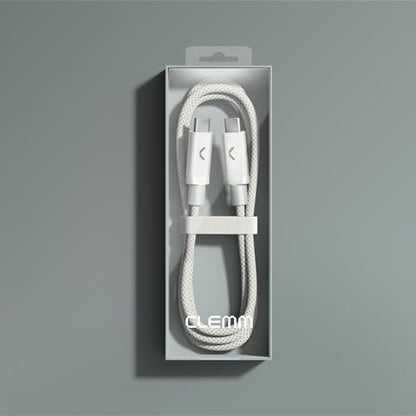 Clemm USB C to USB C Cable 100W 6.5ft, USB 3.2 Fast Charging Nylon Braided, Data Transfer & Video Output, Compatible with iPhone 17/16/15, Samsung Galaxy S25/S24, iPad Pro, MacBook Pro, Light Gray - color: Light Gray, size: 6.5ft, style: USB-C to USB-C