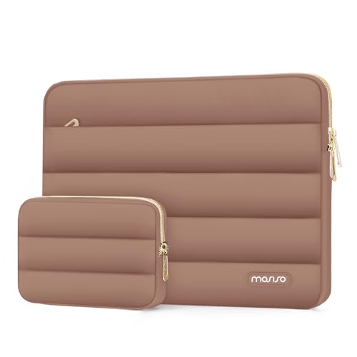 MOSISO Laptop Case 13.3 inch,13-13.3 inch Puffy Laptop Sleeve Compatible with MacBook Neo/Air 13.6 M5 M4 M3 M2 M1/Pro 13/14,HP Dell ASUS Lenovo,Polyester Horizontal Bag with Small Case, Mocha - color: Mocha, size: 13.3 inch