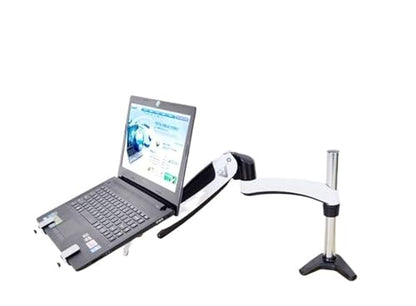 GST112T-LP20 Full Motion Aluminum Strong Gas Spring Dual Arm Laptop Desktop Mount Swivel Stand Grommet Hole Clamp Notebook Tray(Grommet Base) - color: Grommet base