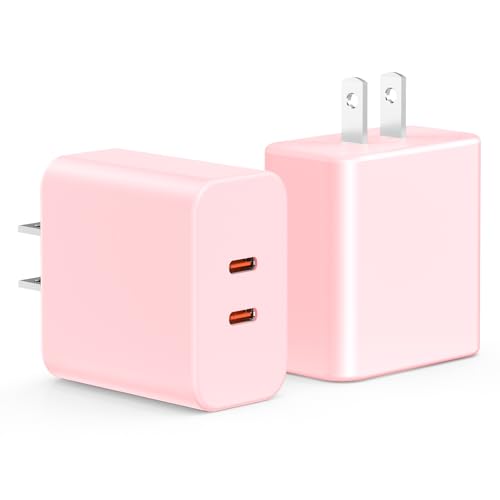 USB C Charger Block, 40W Dual Port Fast Charger 20W Type C Charging Block 3.1A USB Wall Charger Dual Port PD+QC Charging Cube for iPhone 15 16 14 13 12 11 Pro Max XS, iPad, Samsung Phone-Pink - color: Pink