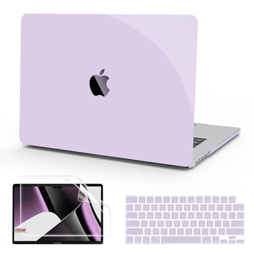 B BELK Compatible with MacBook Pro 14 inch Case 2026-2021 M5 M4 M3 M2 M1 A3427 A3426 A3434 A3112 A3185 A3401 A2918 A2992 A2779 A2442, Plastic Hard Shell Case+Keyboard Cover+Screen Protector, Purple - color: Clear Purple