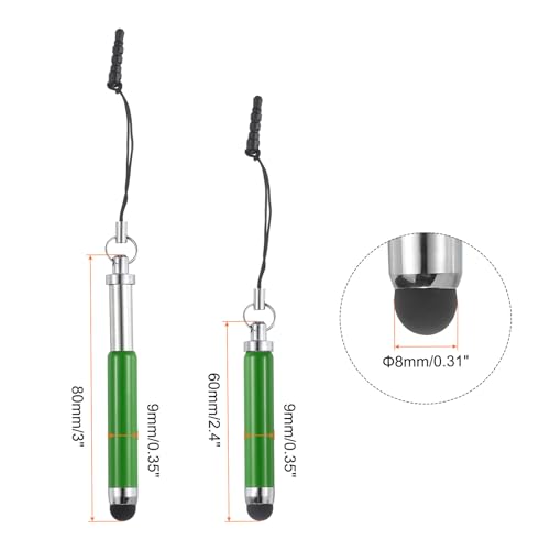 MECCANIXITY 5pcs Metallic Stylus Pen Retractable Aluminum Alloy Mini Capacitive Pens for Universal All Touch Screen Devices, Green - color: Green
